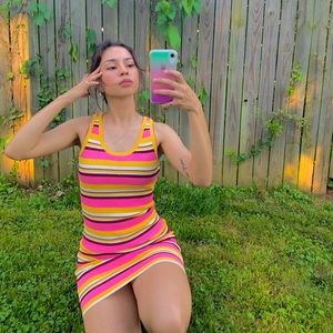 Multi color striped dress